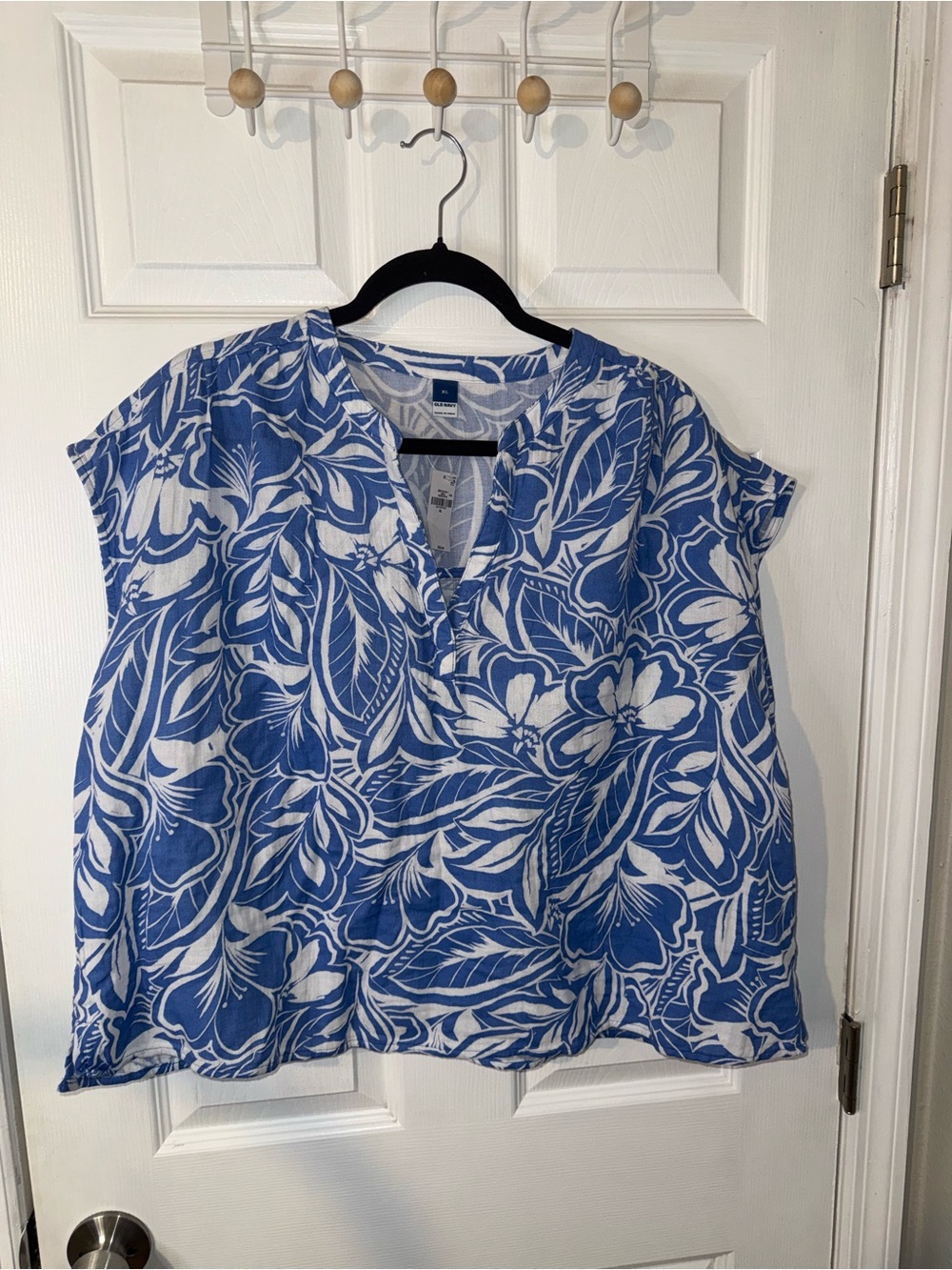 Old Navy Women's Short Sleeve Crinkle Gauze Popover Shirt Size XL Blue NWT
